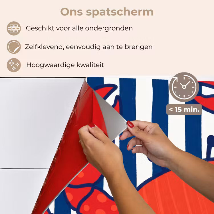 Krab - Strepen - Zeeleven - Illustratie - Rood keuken achterwand spatscherm klein -spatscherm_NL