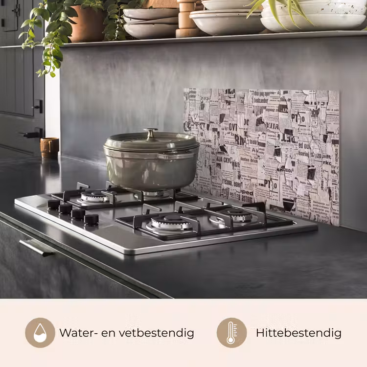 Krant - Gescheurd - Textuur - Abstract - Zwart-wit keuken achterwand spatscherm klein -usp_NL