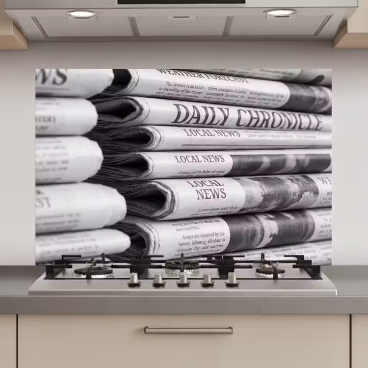 Krant - Stapel - Nieuws - Zwart-wit - Media keuken achterwand spatscherm klein -3d_website