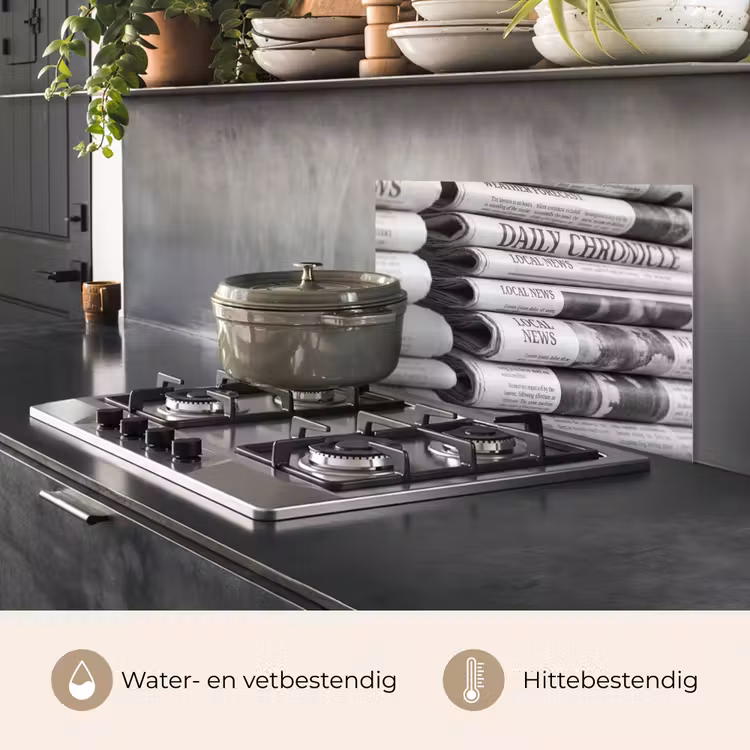 Krant - Stapel - Nieuws - Zwart-wit - Media keuken achterwand spatscherm klein -usp_NL