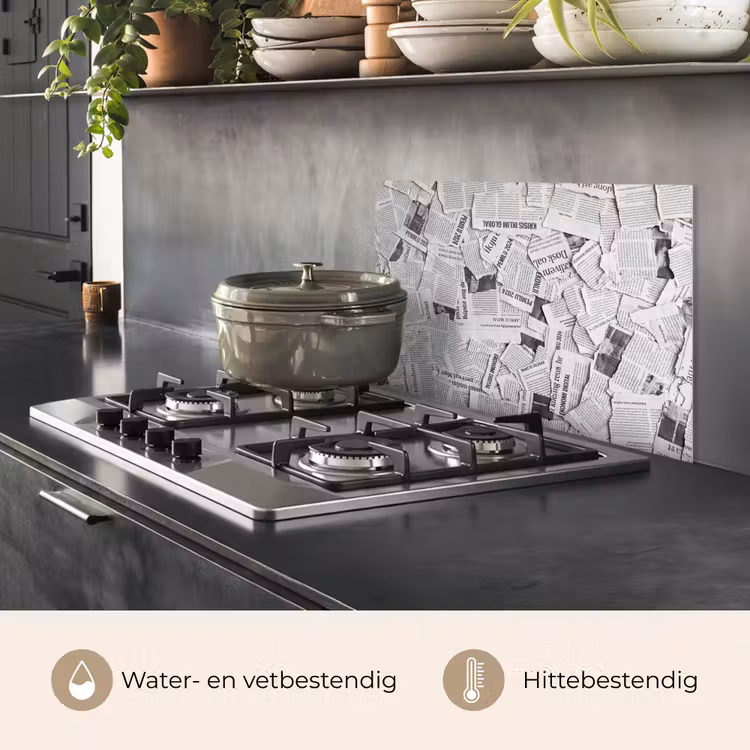 Krant - Versnipperd - Textuur - Zwart-wit - Abstract keuken achterwand spatscherm klein -usp_NL