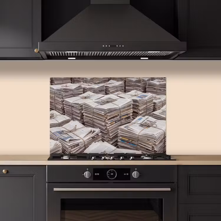 Kranten - Stapels - Touw - Informatie - Vintage keuken achterwand spatscherm klein -sfeer1