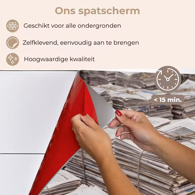 Kranten - Stapels - Touw - Informatie - Vintage keuken achterwand spatscherm klein -spatscherm_NL