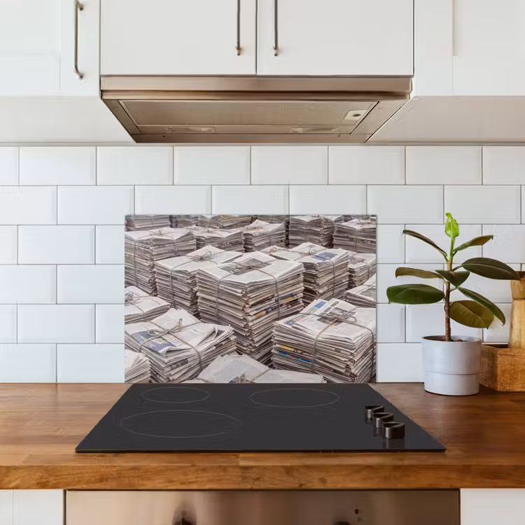 Kranten - Stapels - Touw - Informatie - Vintage keuken achterwand spatscherm klein -sfeer2