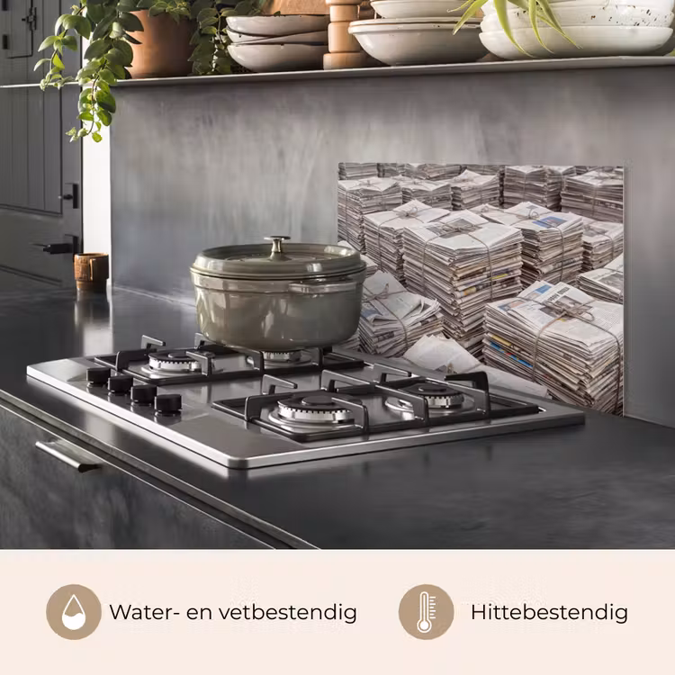 Kranten - Stapels - Touw - Informatie - Vintage keuken achterwand spatscherm klein -usp_NL