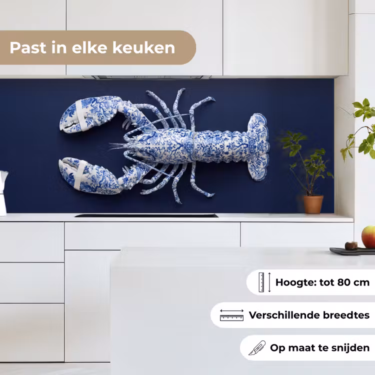 Kreeft - Porselein - Delfts - Blauw keuken achterwand 2 middel -sfeer4_NL