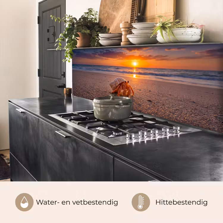 Kreeft - Strand - Natuur - Zonsondergang - Oranje keuken achterwand 2 middel -usp_NL