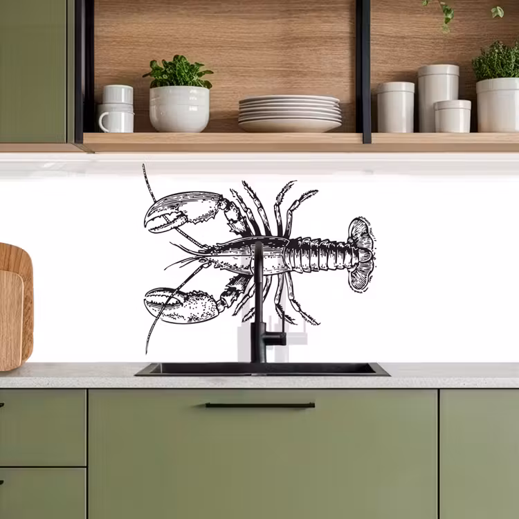 Kreeft - Zwart - Wit keuken achterwand 2 middel -sfeer3
