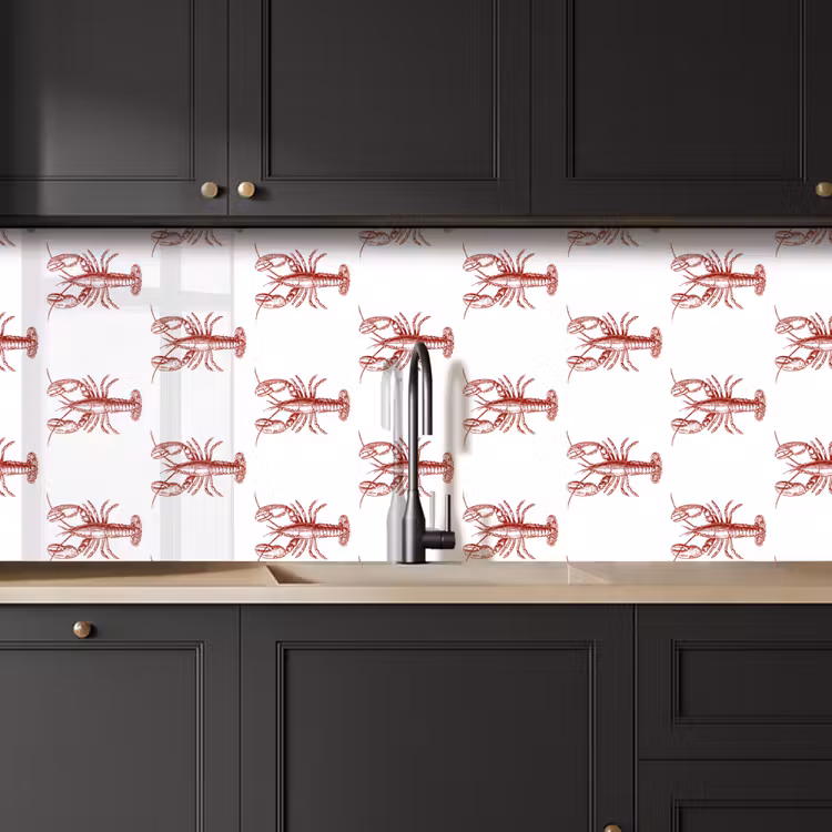Kreeften - Donkerrood - Patroon keuken achterwand 2 middel -sfeer1