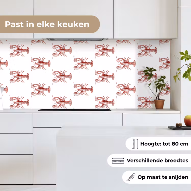 Kreeften - Donkerrood - Patroon keuken achterwand 2 middel -sfeer4_NL