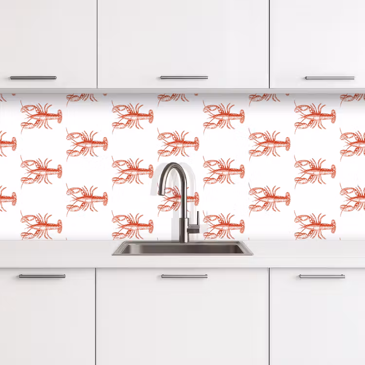 Kreeften - Rood - Patroon keuken achterwand 2 middel -3d