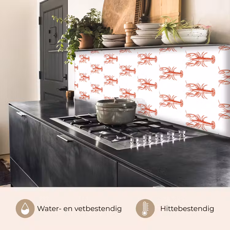 Kreeften - Rood - Patroon keuken achterwand 2 middel -usp_NL
