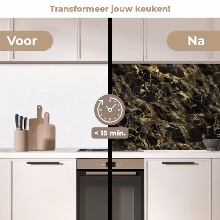 Kristal - Goud - Zwart - Marmer keuken achterwand 2 middel 871 -voor-na2_NL