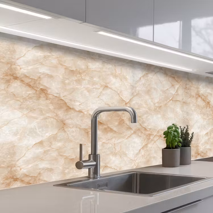 Kristalstructuur - Bruin - Marmer keuken achterwand 2 middel 871 -3d_schuin