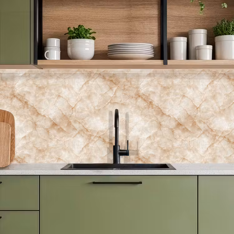 Kristalstructuur - Bruin - Marmer keuken achterwand 2 middel 871 -sfeer3