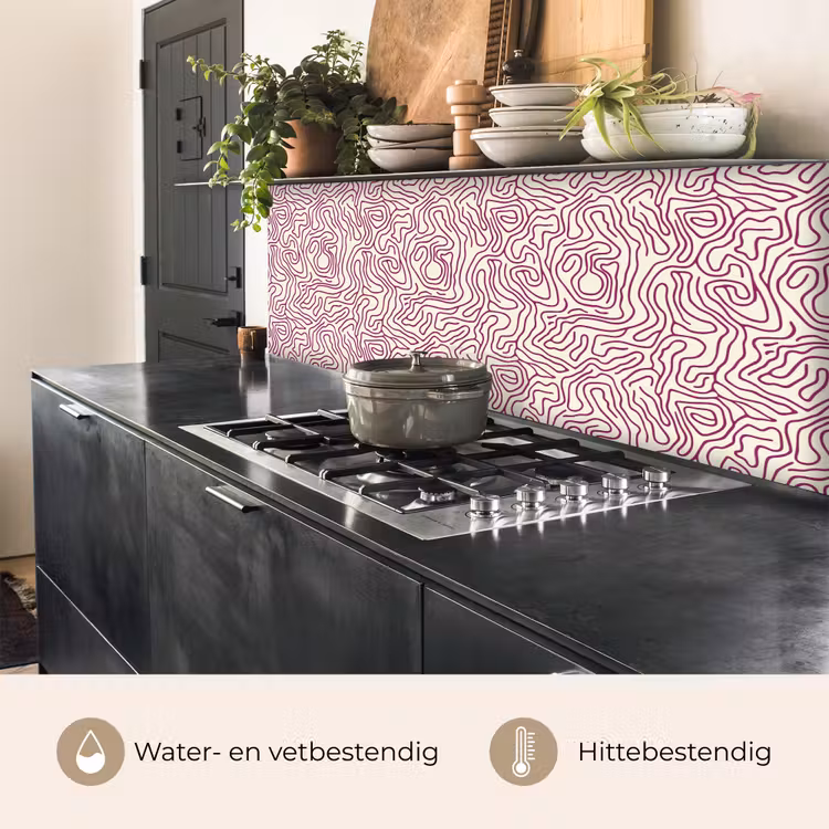 Kronkelende lijn - Magenta - Crème keuken achterwand 2 middel 871 -usp_NL