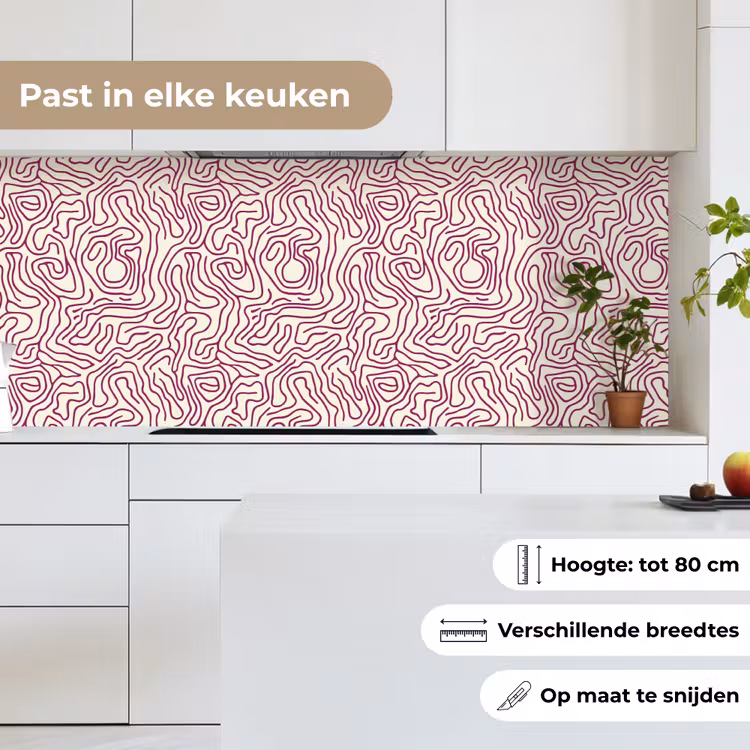 Kronkelende lijn - Magenta - Crème keuken achterwand 2 middel 871 -sfeer4_NL