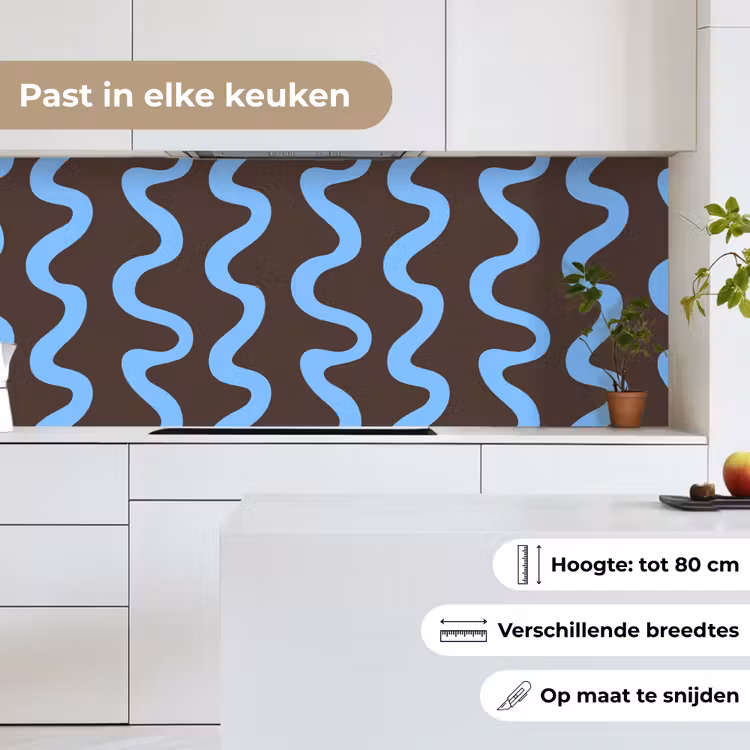 Kronkelende lijnen - Blauw - Bruin - Minimalistisch keuken achterwand 2 middel 871 -sfeer4_NL