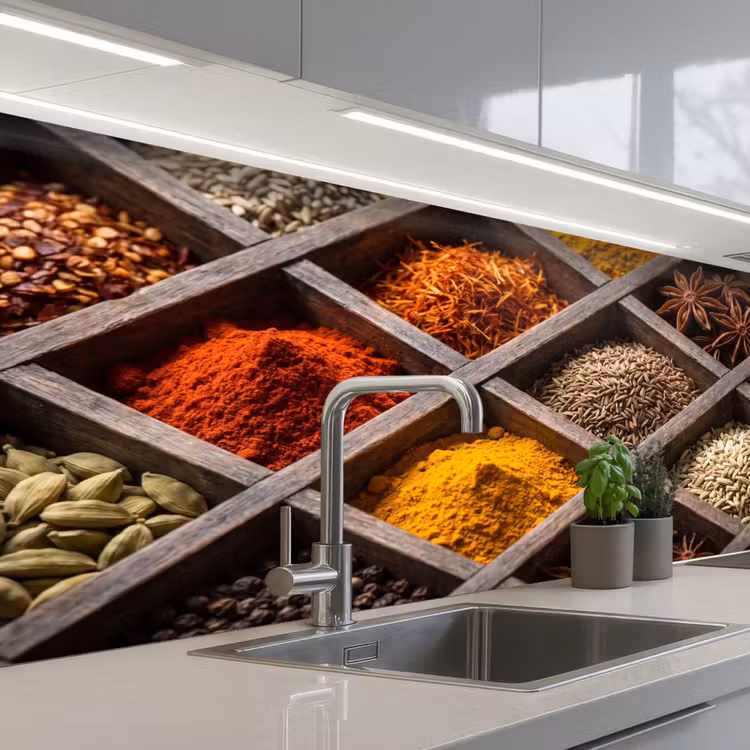 Keuken achterwand - Kruiden - Houten - Eten - Kruiden - Houten - Eten keuken achterwand 2 middel