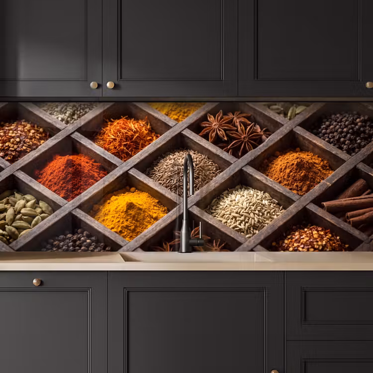 Keuken achterwand - Kruiden - Houten - Eten - Kruiden - Houten - Eten keuken achterwand 2 middel