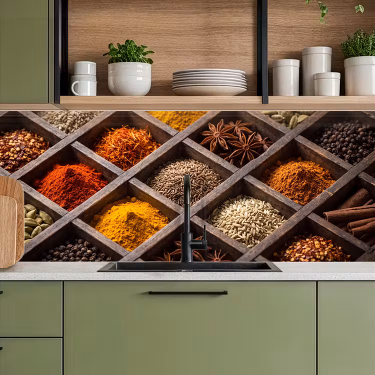 Keuken achterwand - Kruiden - Houten - Eten - Kruiden - Houten - Eten keuken achterwand 2 middel