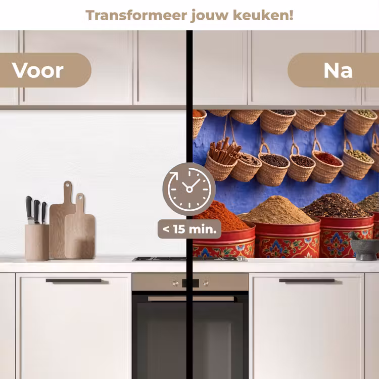Keuken achterwand - Kruiden - Manden - Markt - Kruiden - Manden - Markt keuken achterwand 2 middel