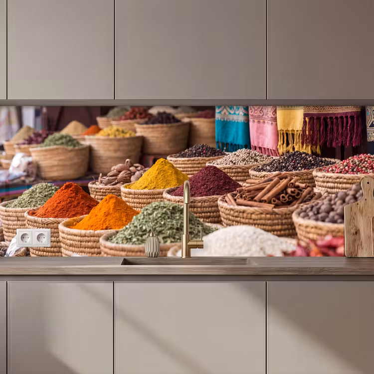 Keuken achterwand - Kruiden - Manden - Oosters - Kruiden - Manden - Oosters keuken achterwand 2 middel zz_3dshopping