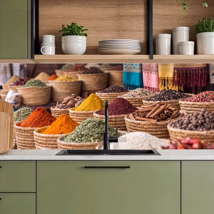 Keuken achterwand - Kruiden - Manden - Oosters - Kruiden - Manden - Oosters keuken achterwand 2 middel
