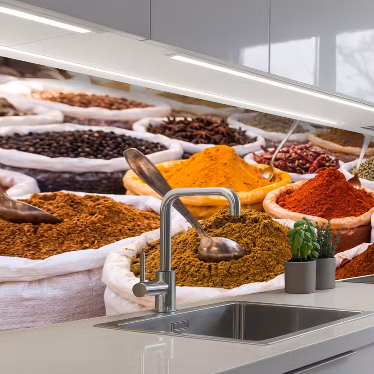 Keuken achterwand - Kruiden - Markt - Eten - Kruiden - Markt - Eten keuken achterwand 2 middel