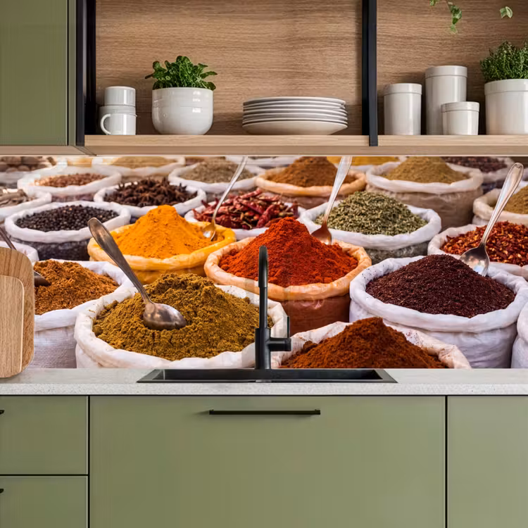 Keuken achterwand - Kruiden - Markt - Eten - Kruiden - Markt - Eten keuken achterwand 2 middel