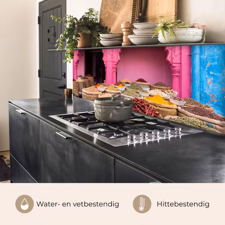 Keuken achterwand - Kruiden - Markt - Roze - Kruiden - Markt - Roze keuken achterwand 2 middel