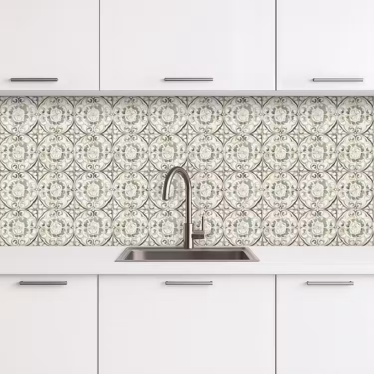 Krulornament - Tegel - Groen keuken achterwand 2 middel 871 -3d