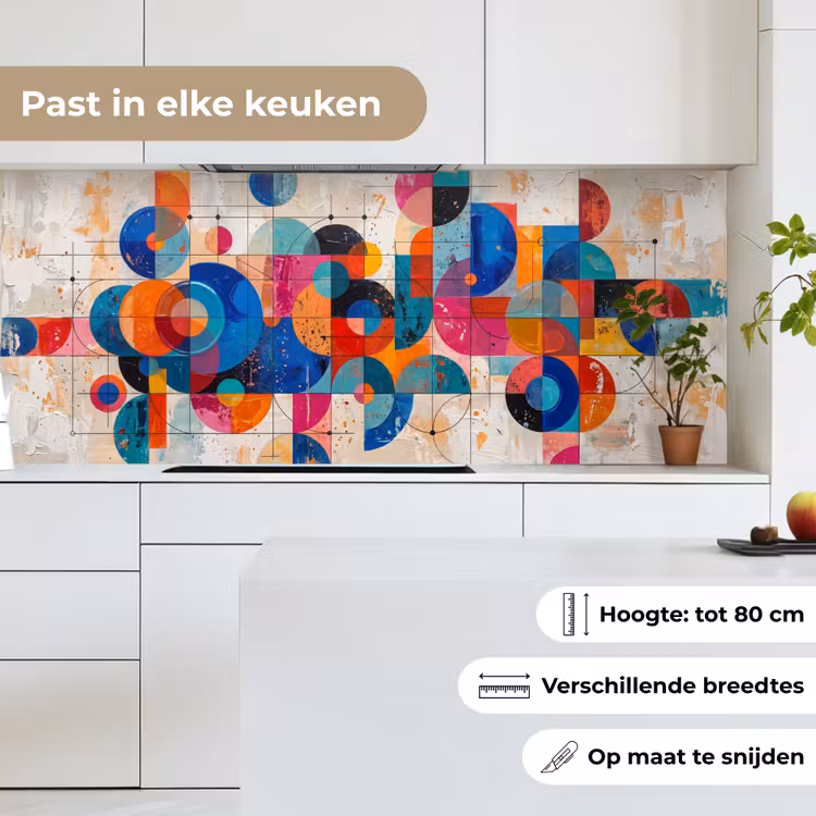 Kunst - Geometrisch - Abstract - Kleurrijk keuken achterwand 2 middel -sfeer4_NL