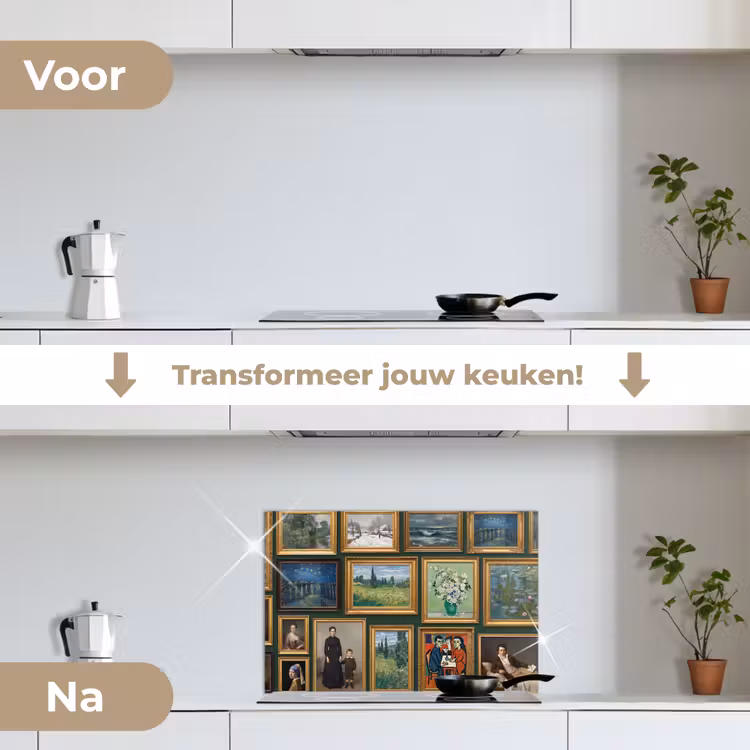 Kunst - Schilderijen - Collectie - Klassiek - Groen keuken achterwand spatscherm klein -voor_na_NL