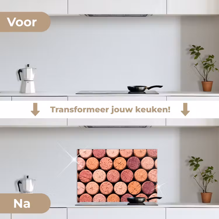Kurk - Patroon - Abstract - Modern - Rood keuken achterwand spatscherm klein -voor_na_NL