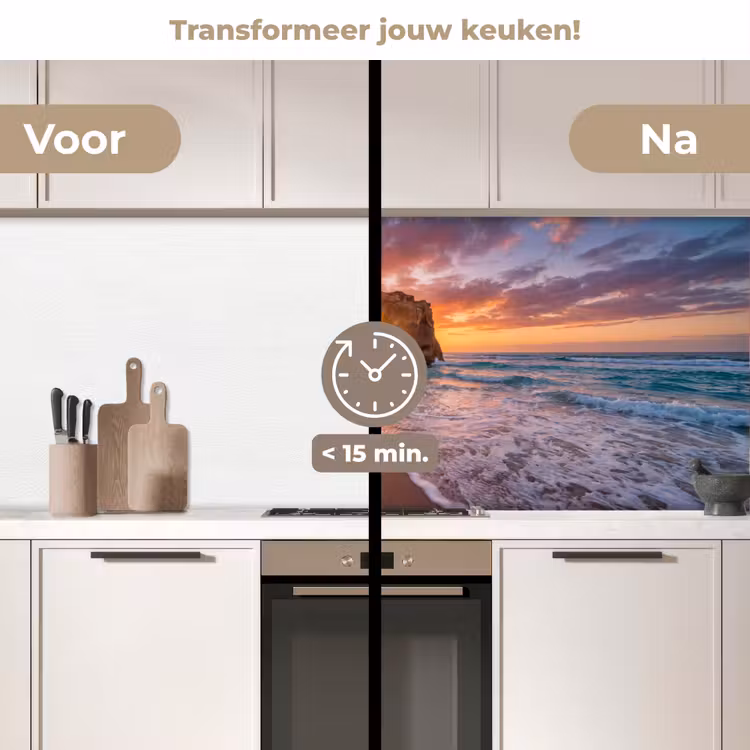 Kust - Rots - Zonsondergang - Zee - Natuur keuken achterwand 2 middel -voor-na2_NL