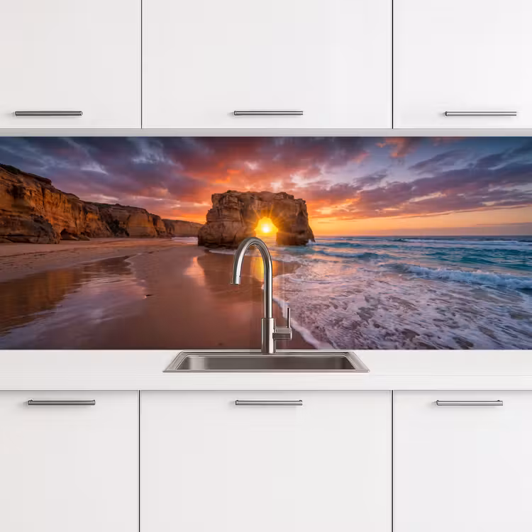 Kust - Rots - Zonsondergang - Zee - Natuur keuken achterwand 2 middel -3d