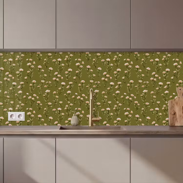 Landelijk - Bloemen - Groen keuken achterwand 2 middel 871 zz_3dshopping