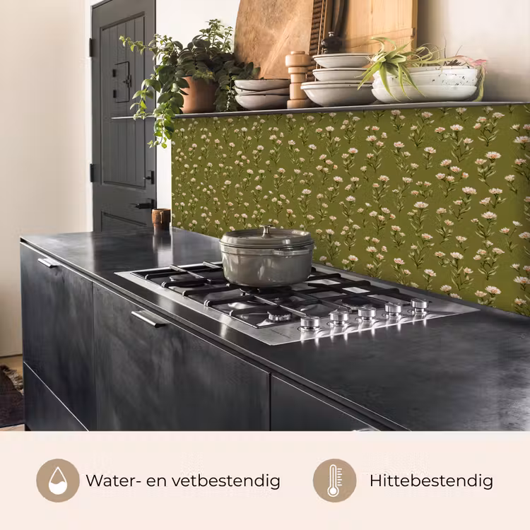 Landelijk - Bloemen - Groen keuken achterwand 2 middel 871 -usp_NL