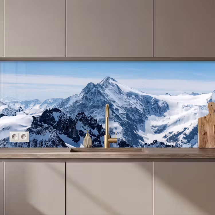 Landschap - Bergen - Sneeuw - Wit keuken achterwand 2 middel zz_3dshopping