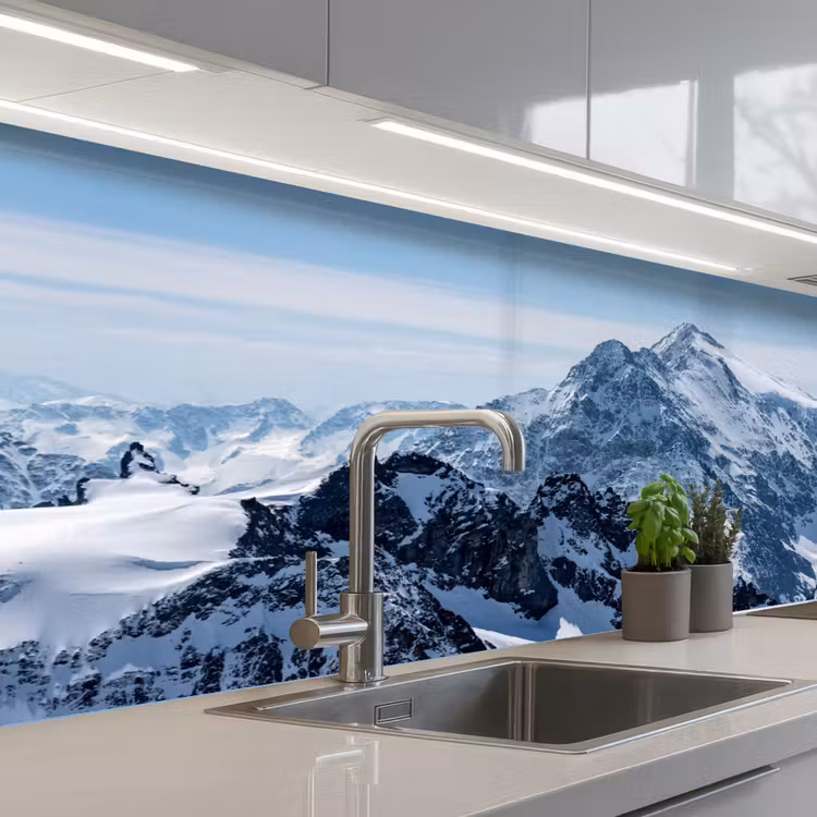 Landschap - Bergen - Sneeuw - Wit keuken achterwand 2 middel -3d_schuin