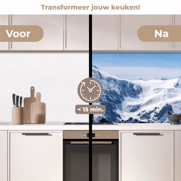 Landschap - Bergen - Sneeuw - Wit keuken achterwand 2 middel -voor-na2_NL