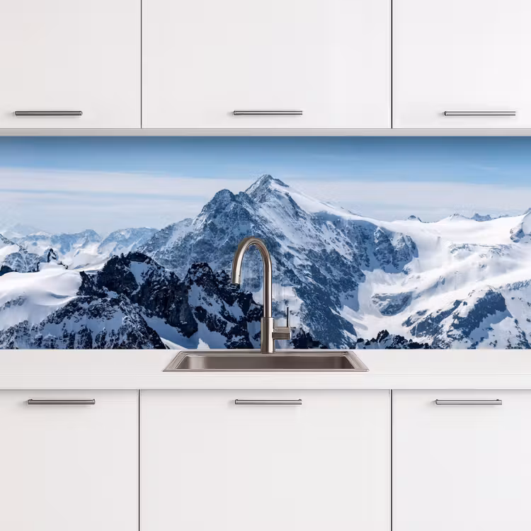 Landschap - Bergen - Sneeuw - Wit keuken achterwand 2 middel -3d