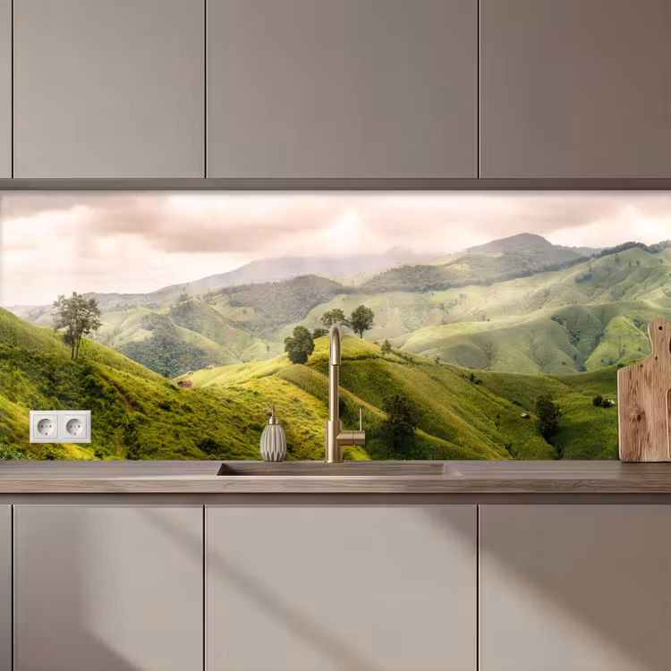 Landschap - Heuvels - Groen keuken achterwand 2 middel zz_3dshopping