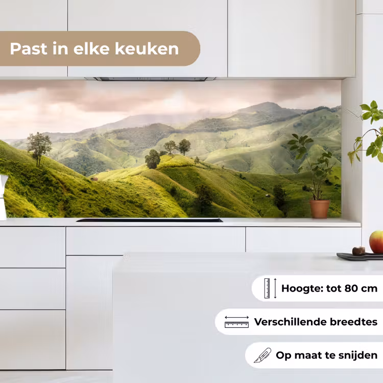 Landschap - Heuvels - Groen keuken achterwand 2 middel -sfeer4_NL