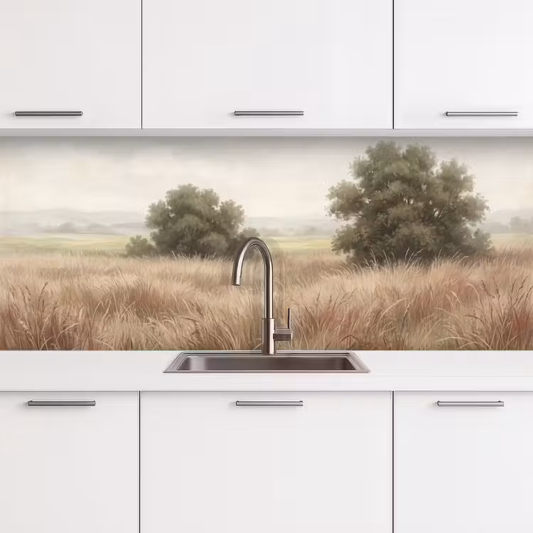Landschap - Minimalistisch - Beige keuken achterwand 2 middel -3d