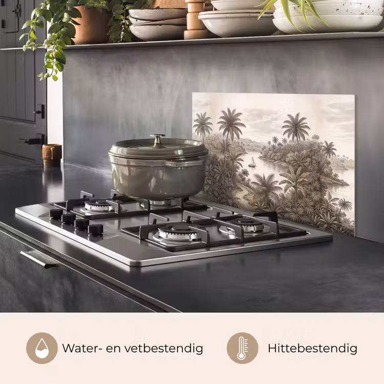 Landschap - Rivier - Boot - Tropisch - Vintage keuken achterwand spatscherm klein -usp_NL
