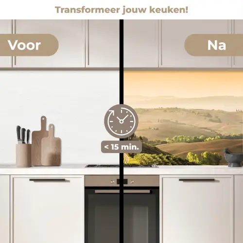 Landschap - Toscane - Ochtendlicht keuken achterwand 2 middel -voor-na2_NL
