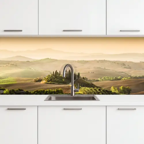 Landschap - Toscane - Ochtendlicht keuken achterwand 2 middel -3d
