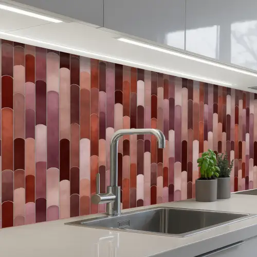 Langwerpig - Tegels - Rood - Koper keuken achterwand 2 middel 871 -3d_schuin